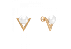 Золотые cерьги пусеты (гвоздики) с жемчугом