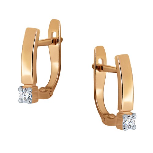 Золотые cерьги с бриллиантом