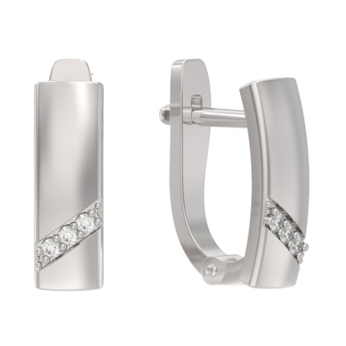 Серебряные cерьги классические с фианитом