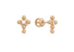 Золотые cерьги пусеты (гвоздики) с фианитом