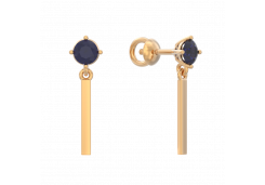 Золотые cерьги пусеты (гвоздики) с сапфиром