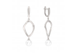 Серебряные cерьги висячие с жемчугом