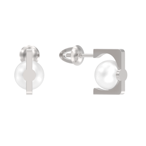 Серебряные cерьги пусеты (гвоздики) с жемчугом