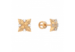 Золотые cерьги пусеты (гвоздики) с фианитом