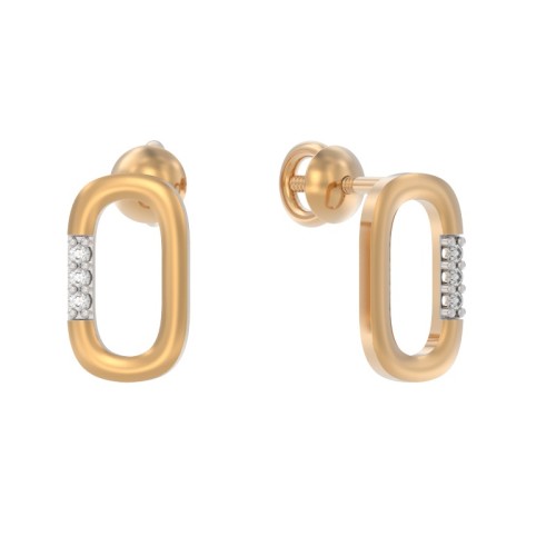 Золотые cерьги пусеты (гвоздики) с фианитом