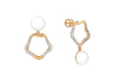 Золотые cерьги пусеты (гвоздики) с жемчугом