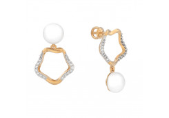 Золотые cерьги пусеты (гвоздики) с жемчугом