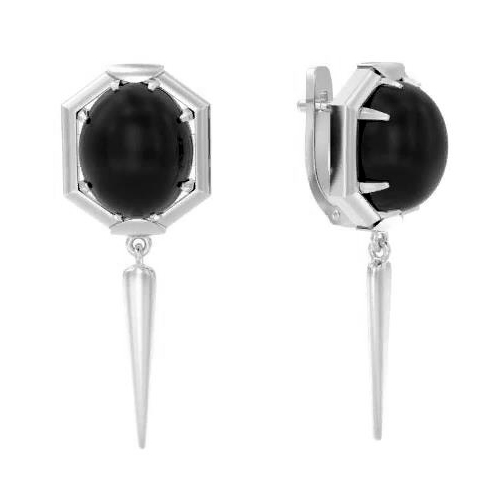 Серебряные cерьги висячие с агатом