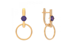 Золотые cерьги висячие с аметистом