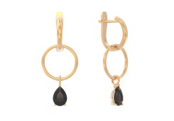 Золотые cерьги висячие с раух-топазом