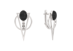 Серебряные cерьги классические с агатом