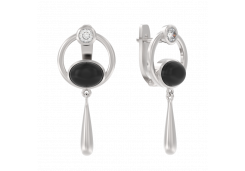 Серебряные cерьги висячие с агатом