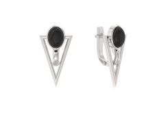 Серебряные cерьги классические с агатом