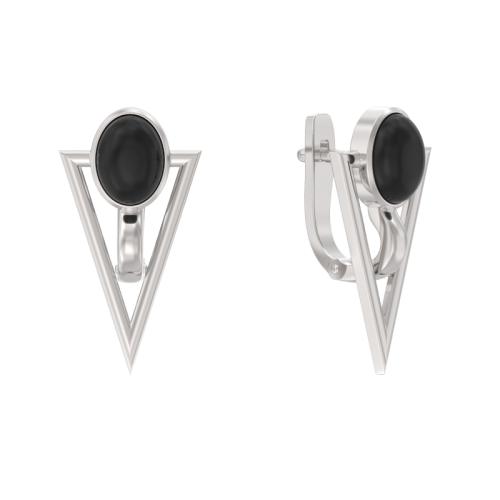 Серебряные cерьги классические с агатом