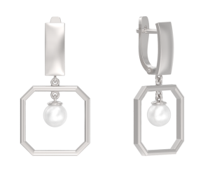 Серебряные cерьги висячие с жемчугом