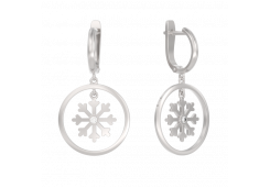 Серебряные cерьги висячие с фианитом