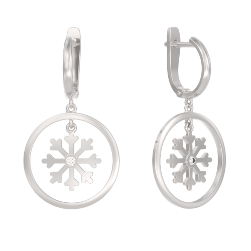 Серебряные cерьги висячие с фианитом