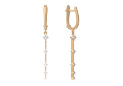 Золотые cерьги висячие с фианитом