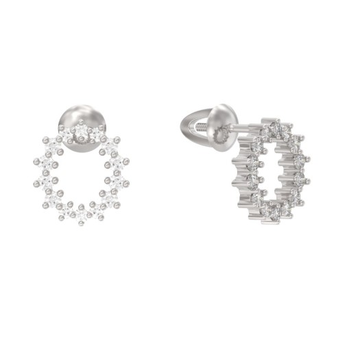 Серебряные cерьги пусеты (гвоздики) с фианитом