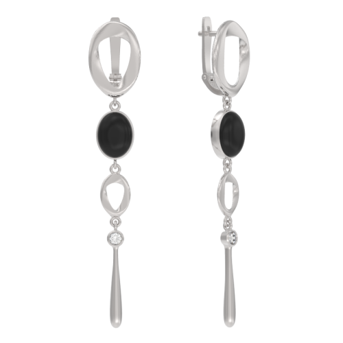 Серебряные cерьги висячие с агатом