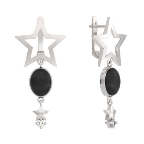 Серебряные cерьги висячие с агатом