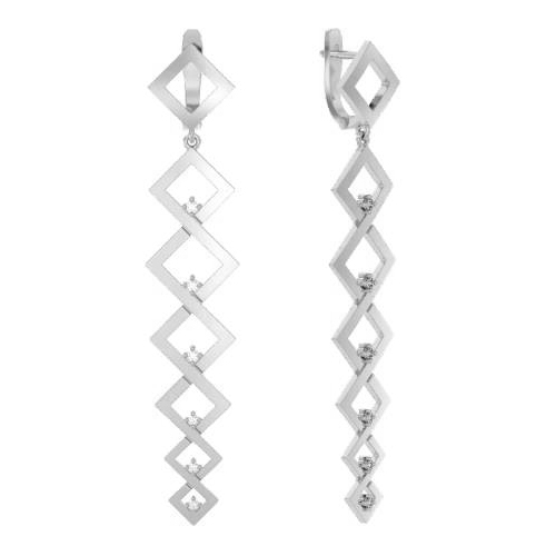 Серебряные cерьги висячие с фианитом