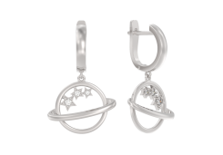 Серебряные cерьги висячие с фианитом