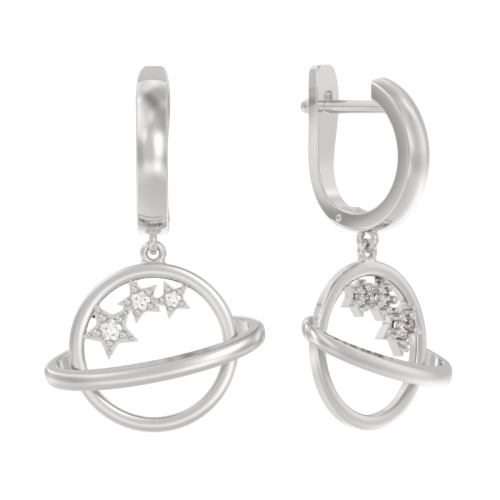 Серебряные cерьги висячие с фианитом