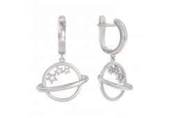 Серебряные cерьги висячие с фианитом