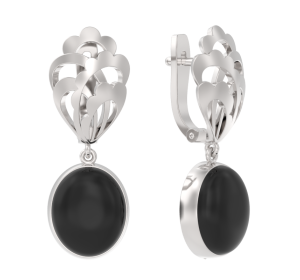 Серебряные cерьги висячие с агатом