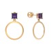 Золотые cерьги пусеты (гвоздики) с аметистом