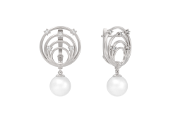 Серебряные cерьги висячие с жемчугом