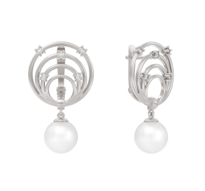 Серебряные cерьги висячие с жемчугом