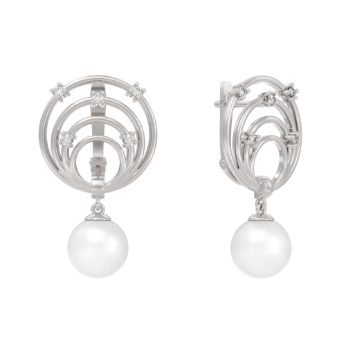 Серебряные cерьги висячие с жемчугом