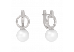 Серебряные cерьги классические с жемчугом