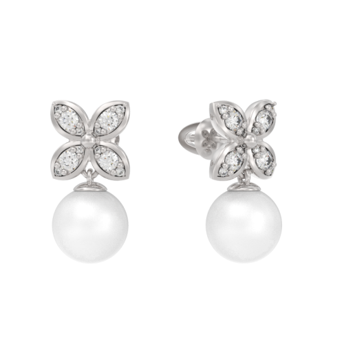 Серебряные cерьги пусеты (гвоздики) с жемчугом