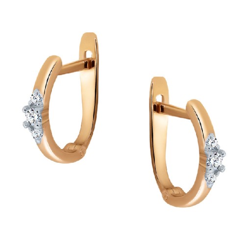 Золотые cерьги классические с бриллиантом