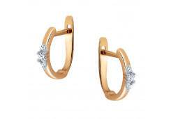 Золотые cерьги классические с бриллиантом