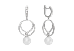 Серебряные cерьги висячие с жемчугом