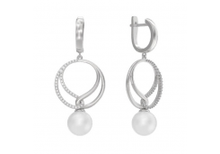 Серебряные cерьги висячие с жемчугом