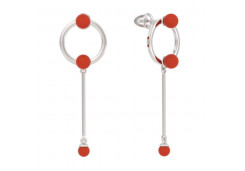 Серебряные cерьги пусеты (гвоздики) с кораллом