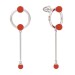 Серебряные cерьги пусеты (гвоздики) с кораллом