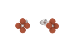 Серебряные cерьги пусеты (гвоздики) с кораллом