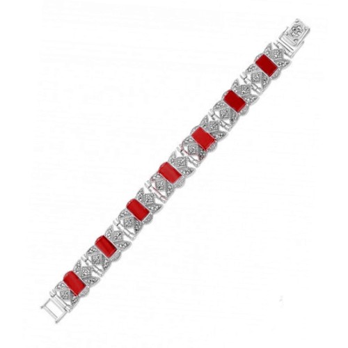 Серебряный браслет с кораллом