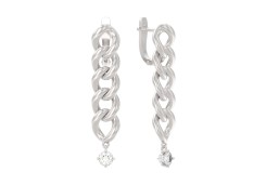 Серебряные cерьги висячие с фианитом