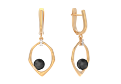 Золотые cерьги висячие с жемчугом