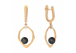 Золотые cерьги висячие с жемчугом