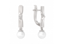 Серебряные cерьги висячие с жемчугом
