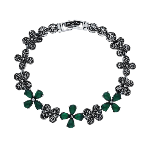 Серебряный браслет с агатом зеленым