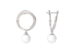Серебряные cерьги висячие с жемчугом